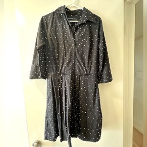 SAMANTHA SUNG Black and White Polka Dot Long Sleeve Dress
